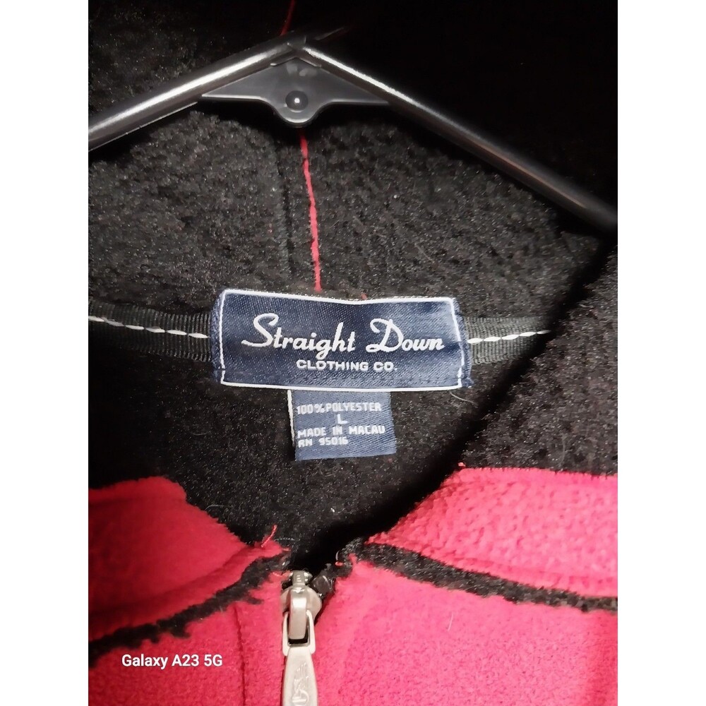 Straight Down Women's Large Red Fleece Full Zip Hoodie - Picture 4 of 5